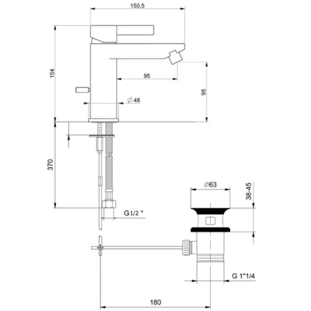 смеситель для биде webert doremi dr840102560 цвет черный матовый