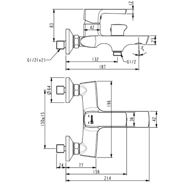 смеситель для ванны lemark ursus lm7214bl черный