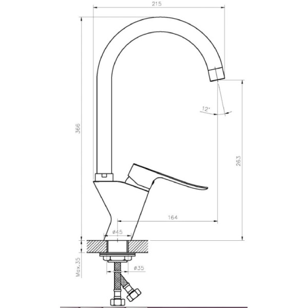 смеситель для кухни agger nice a2500200 хром