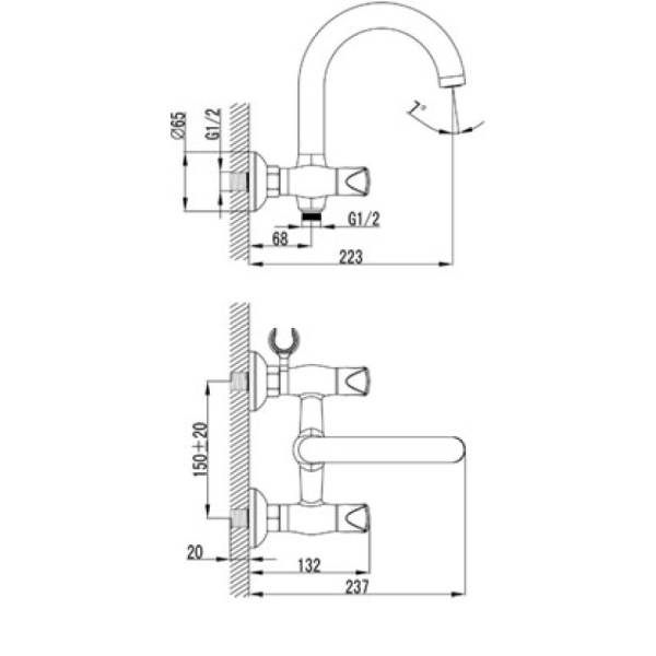 смеситель для ванны с душем lemark pallada lm2602c