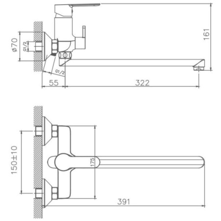 смеситель для ванны haiba hb22557-8 универсальный, цвет белый \ хром