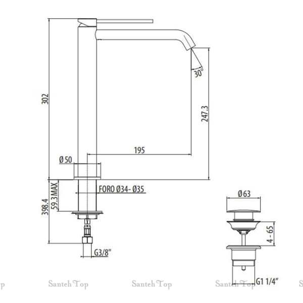 смеситель для раковины gattoni circle two 9148/91ns высокий, никель матовый