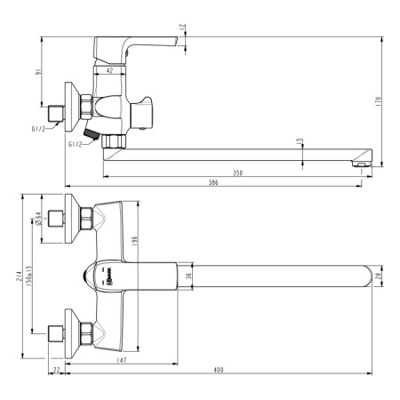 смеситель для ванны lemark ursus lm7251bl черный