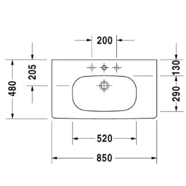 раковина полувстраиваемая duravit d-code 03528500002