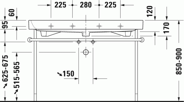 раковина полувстраиваемая duravit happy d.2 2318120030