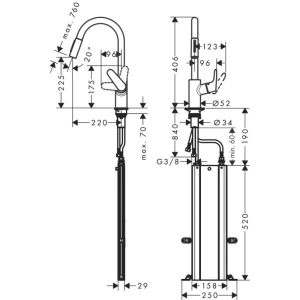 смеситель для кухни hansgrohe focus m41 73895000