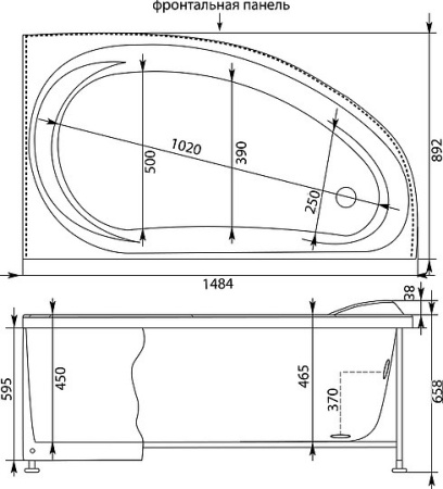 акриловая ванна aquanet maldiva 150x90 r 00204002