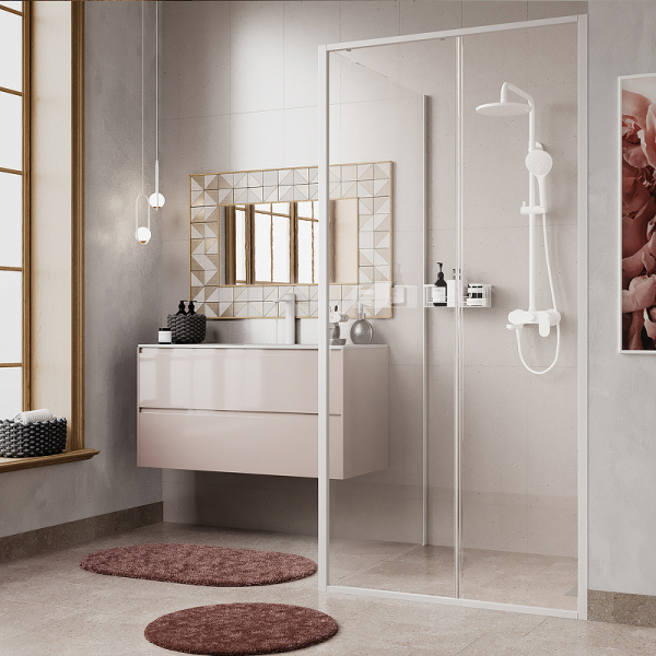 душевой уголок wasserkraft rhin 100×100 44s19 профиль белый, стекло прозрачное