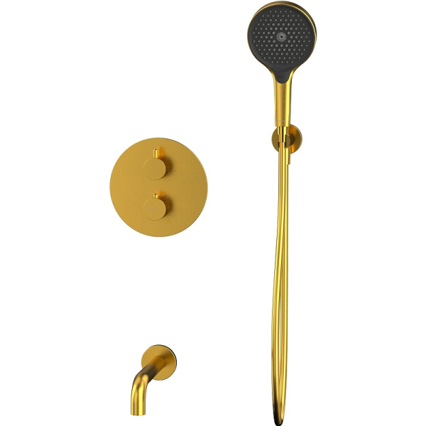 смеситель для ванны whitecross y brushed gold yset10topglb с термостатом брашированное золото