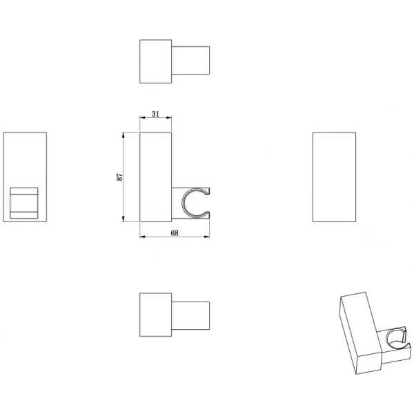 держатель для душа wonzon & woghand ww-994201-mb черный матовый