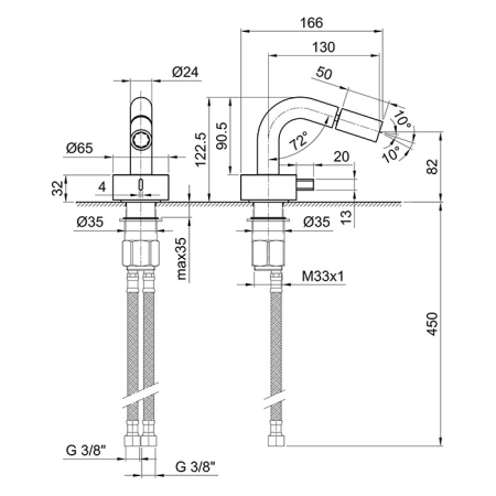 смеситель для биде fantini af/21 27 p5 a508wf черный матовый