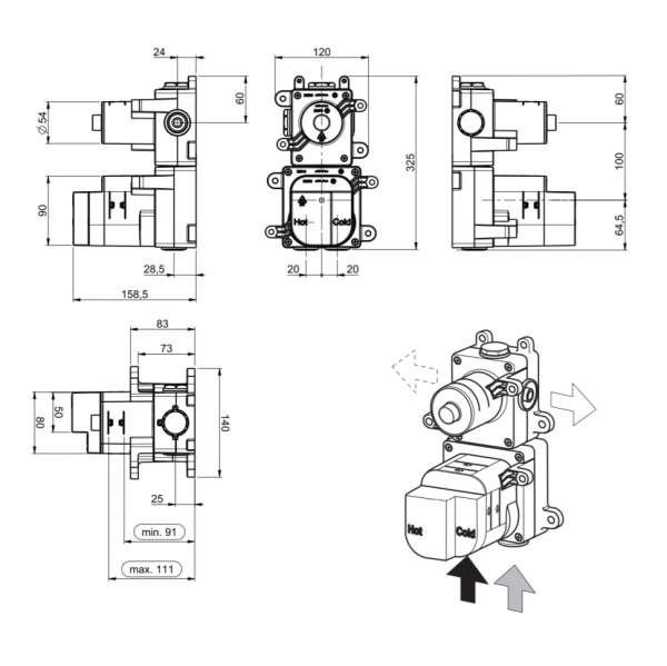 скрытая часть смесителя almar e176001 на 1 потребитель