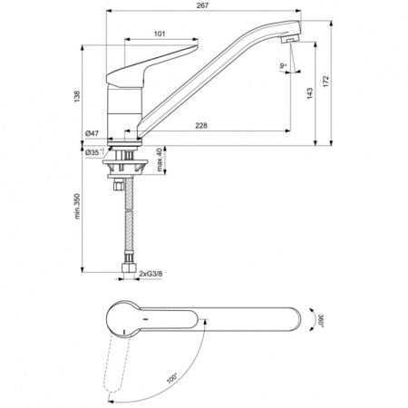 смеситель для кухни ideal standard ceraflex bc129aa