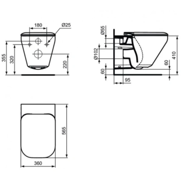 унитаз подвесной ideal standard ideal standard tonic ii aquablade® k316601