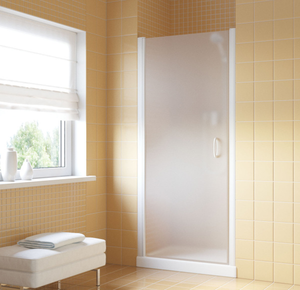 дверь для душевой кабины в нишу vegas glass epux 65 01 10 профиль белый, стекло сатин