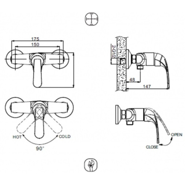 смеситель для душа bravat fit f9135188cp-01-rus