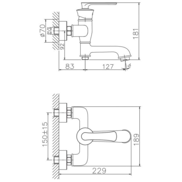 смеситель для ванны haiba hb60181-5 цвет золото