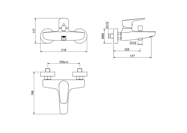смеситель для ванны aquatek бетта aq1140bgm цвет оружейная сталь