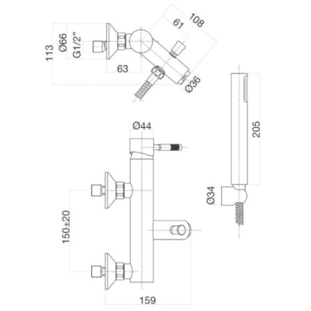 смеситель для ванны webert rimini ri850101560