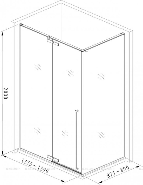 душевой уголок aquanet ideal ae-axc94mb-s-c 140x90, прозрачное стекло