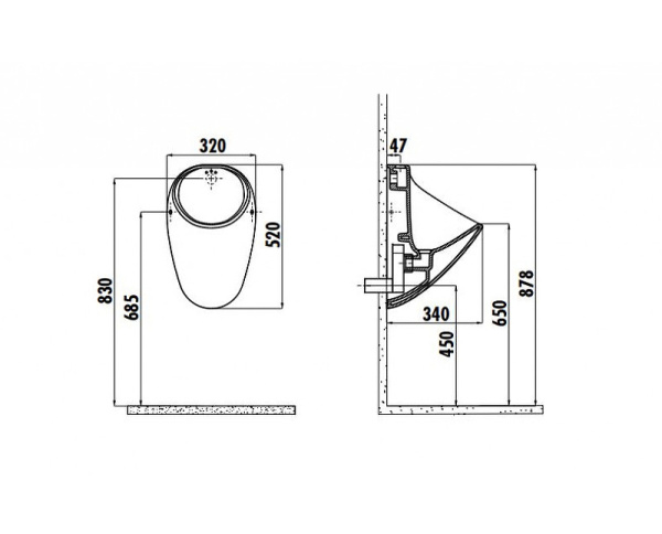 писсуар подвесной creavit tp635-11cb00e-0000 белый