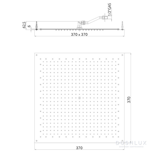 верхний душ bossini paris i01603.030, 37x37 см, для установки в подвесной потолок, цвет хром (030)