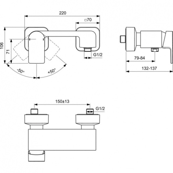 смеситель для душа ideal standard edge a7120aa