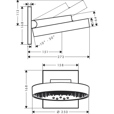 верхний душ hansgrohe rainfinity 250 3jet 26232000