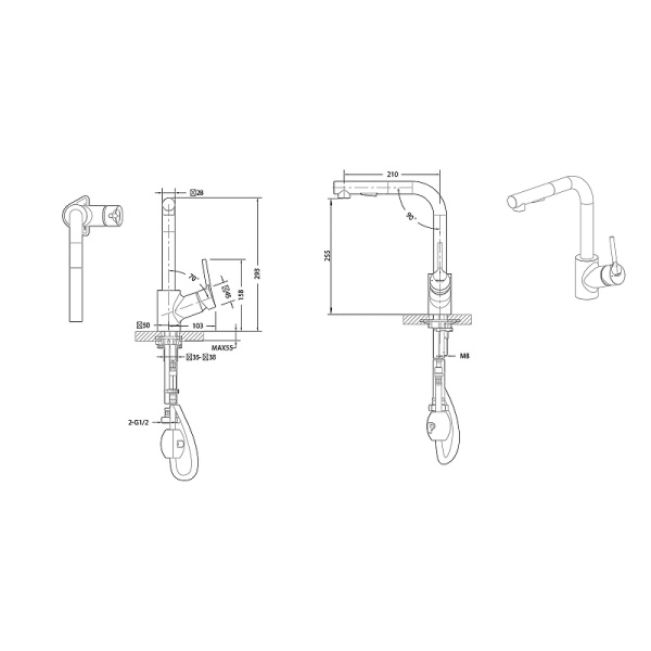 смеситель для кухни bravat affability f7172217cp-3 цвет хром