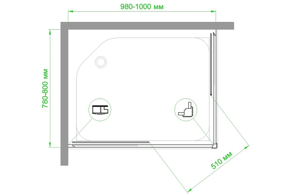 душевой уголок royal bath hpd 100х80 rb8100hpd-c-bl профиль черный стекло матовое