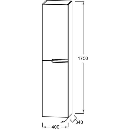 шкаф пенал jacob delafon nona 40 l eb1893lru-442 подвесной серый антрацит