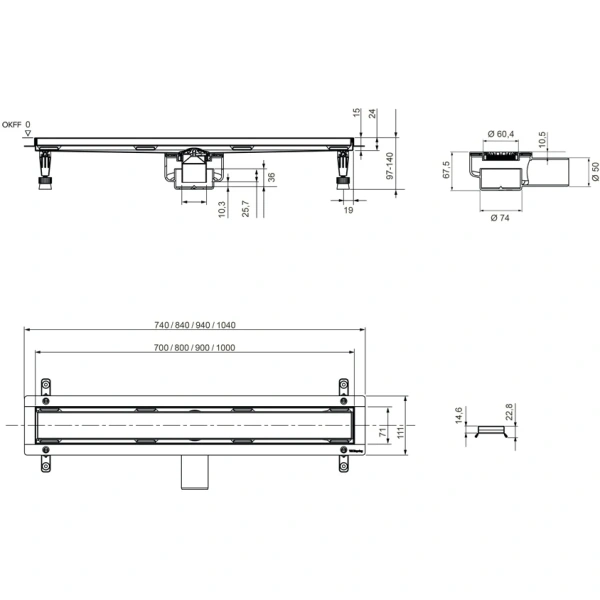 душевой трап (лоток) tece tecespring linus plate s600900 90 см, с решеткой, под плитку