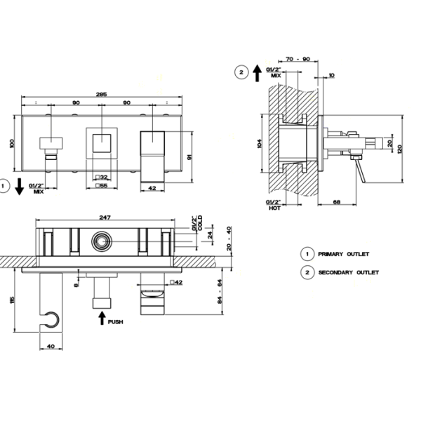 внутренняя часть gessi 44639#031 встраиваемого смесителя