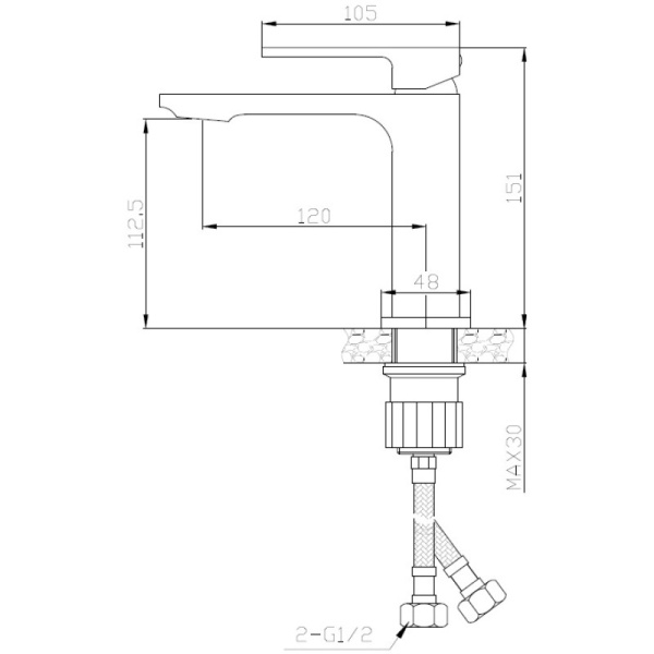 смеситель для раковины orange lutz m04-021cr хром