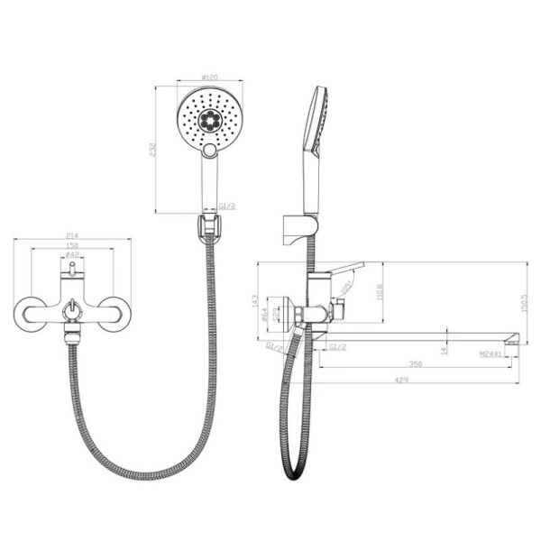 смеситель для ванны lemark minima lm3851c универсальный