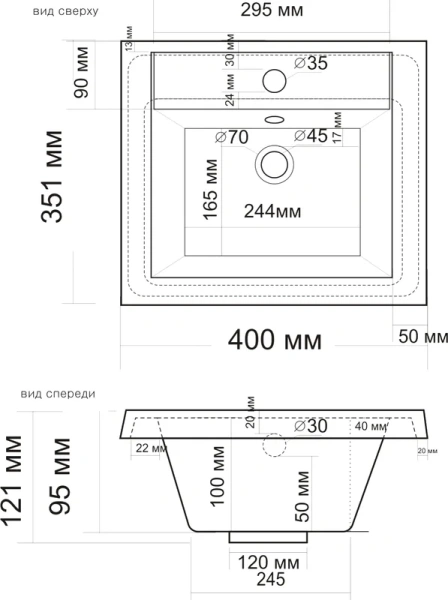 мебельная раковина 40 madera alice 4627173210287, белая