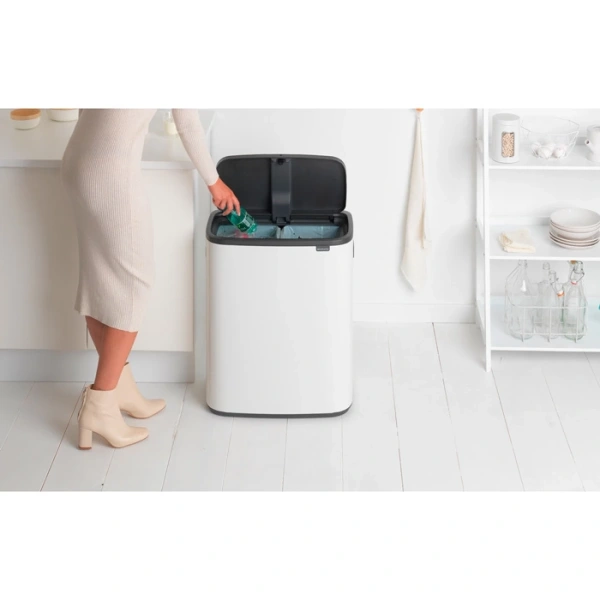 Мусорное ведро Brabantia Bo Touch Bin 221408 30+30 л, белое