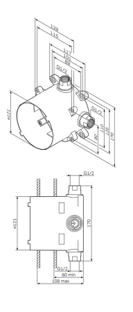 скрытая часть смесителя am.pm multidock f100100 g 1/2