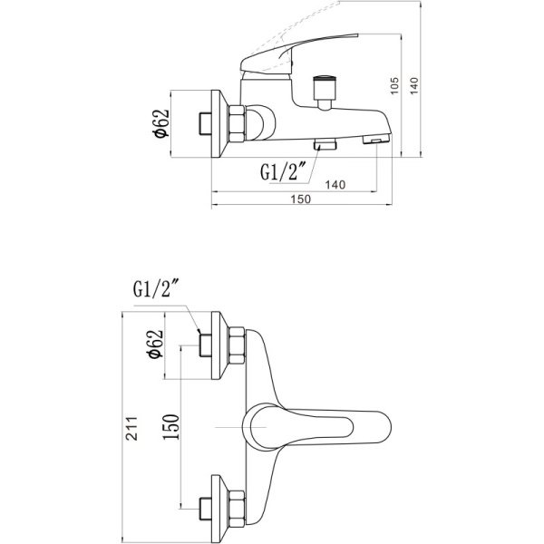 смеситель для ванны savol s-t3201