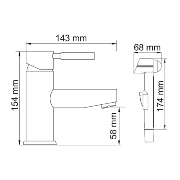 смеситель для раковины wasserkraft main 4108 с гигиеническим душем цвет хром