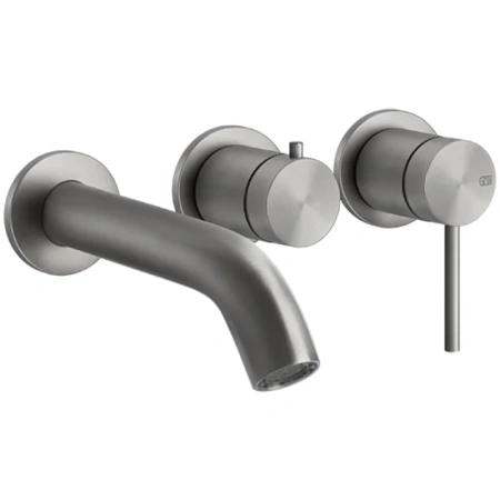 Смеситель Gessi Gessi316 54140#239 для ванны, встраиваемый, внешние части, на 2 выхода, с изливом и переключателем, цвет STEEL BRUSHED