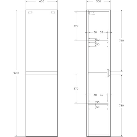 пенал подвесной legno bianco cezares molveno molveno-1600-2a-sc-lb