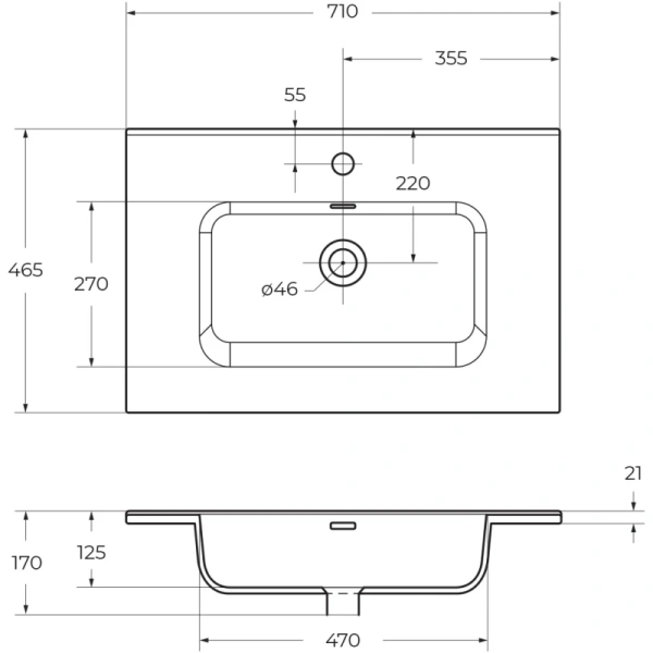 раковина накладная/полувстраиваемая belbagno bb700etl, цвет белый 710x460x170