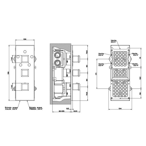 смеситель для душа gessi eleganza 46212#087