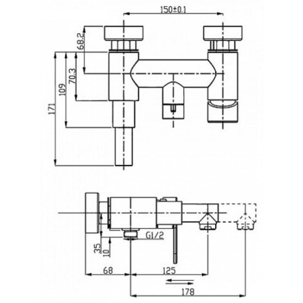 смеситель для ванны elghansa dynamic 2336338