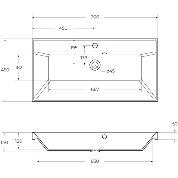 раковина полувстраиваемая belbagno 90 bb900/450-lv-mr-ast белая