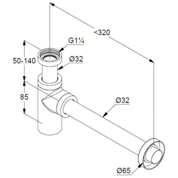 сифон для раковины kludi 10020n0-00 1 1/4"-32, золотой матовый