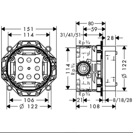 скрытая часть axor ibox universal 01700180