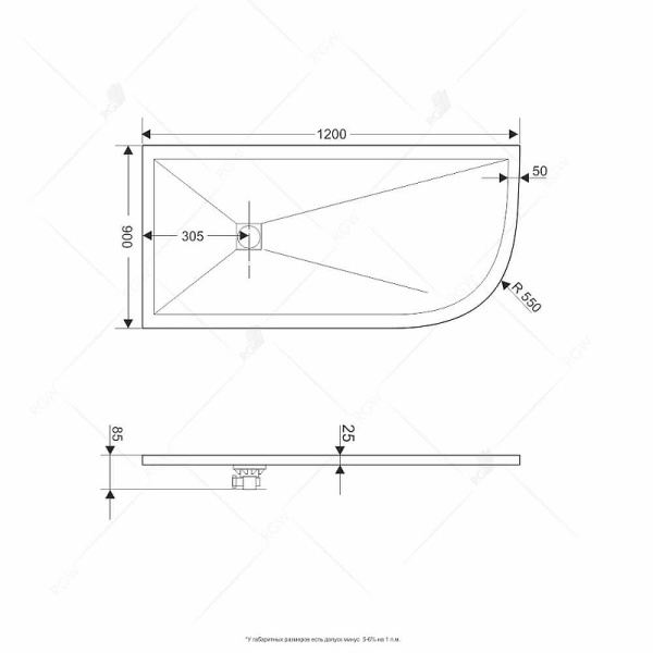 душевой поддон из искусственного камня rgw stone tray st/al-g 120х90 l 16154129-02l графит