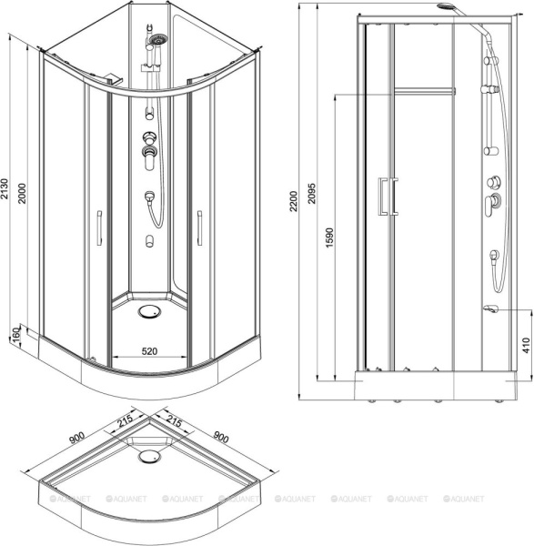 душевая кабина aquanet passion r 2.0 90х90 263868 без гидромассажа